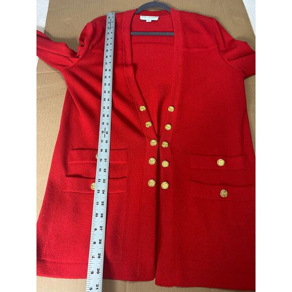 VINTAGE ST JOHN CARDIGAN JACKET SMALL RED KNIT FESTIVE HOLIDAYS CHRISTMAS - Picture 12 of 13
